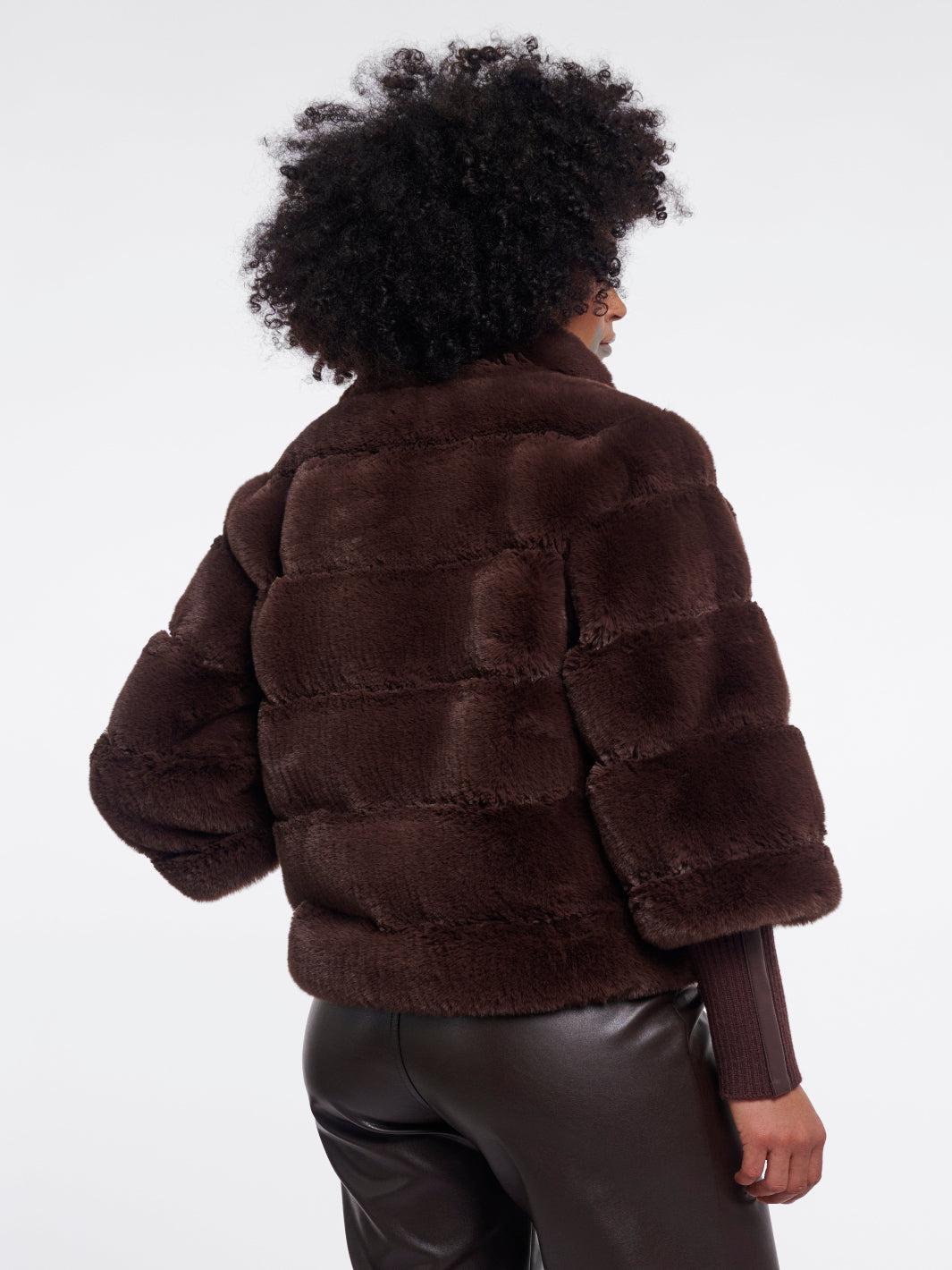 Rino & Pelle Feline Faux Fur Jacket In Brown-Nicola Ross