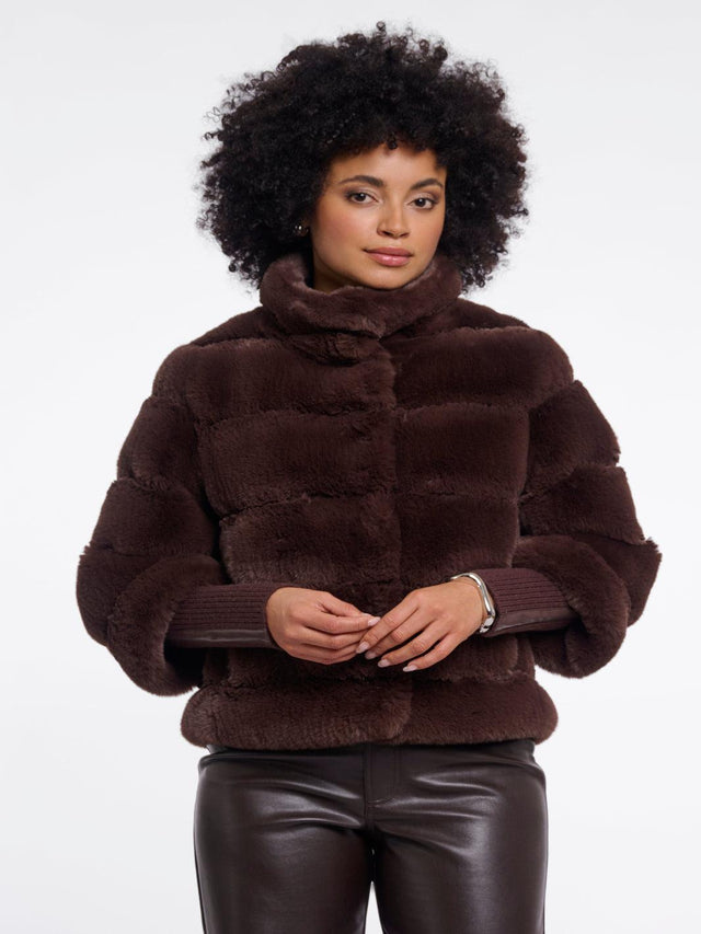 Rino & Pelle Feline Faux Fur Jacket In Brown-Nicola Ross