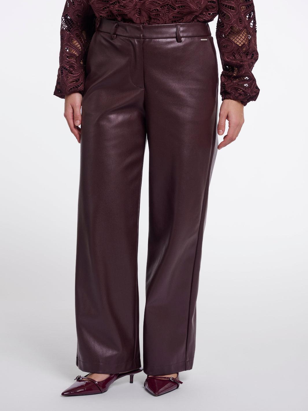 Rino & Pelle Georgina Faux Leather Trousers In Brown-Nicola Ross
