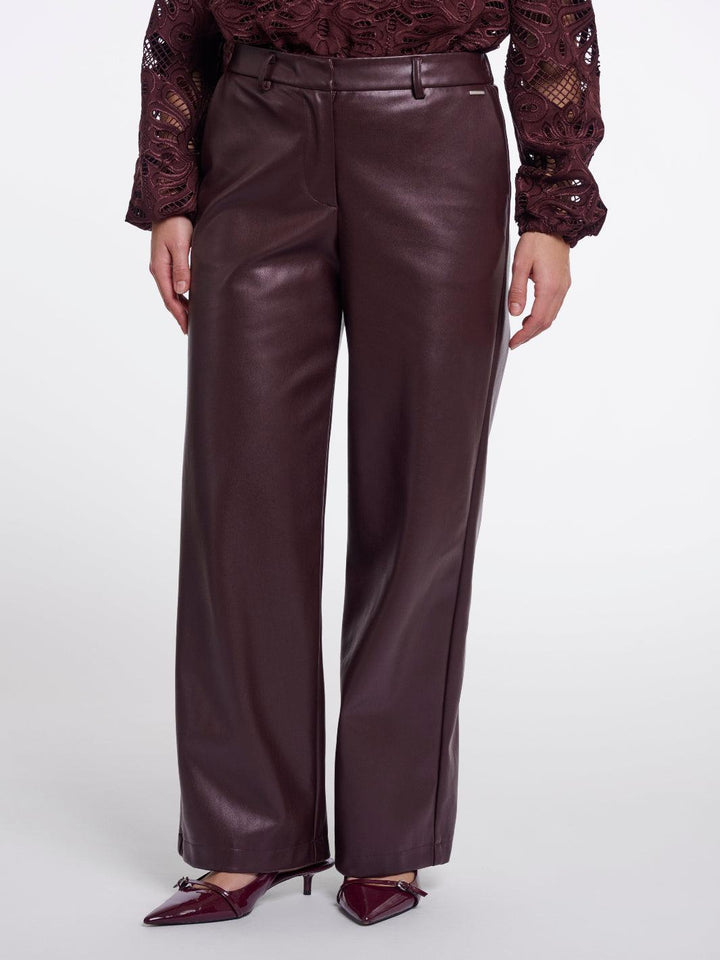 Rino & Pelle Georgina Faux Leather Trousers In Brown-Nicola Ross