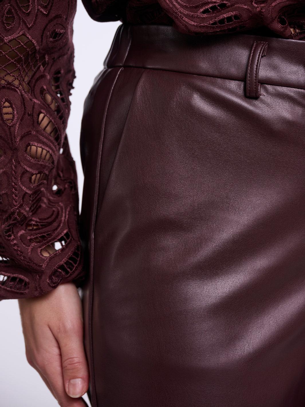 Rino & Pelle Georgina Faux Leather Trousers In Brown-Nicola Ross