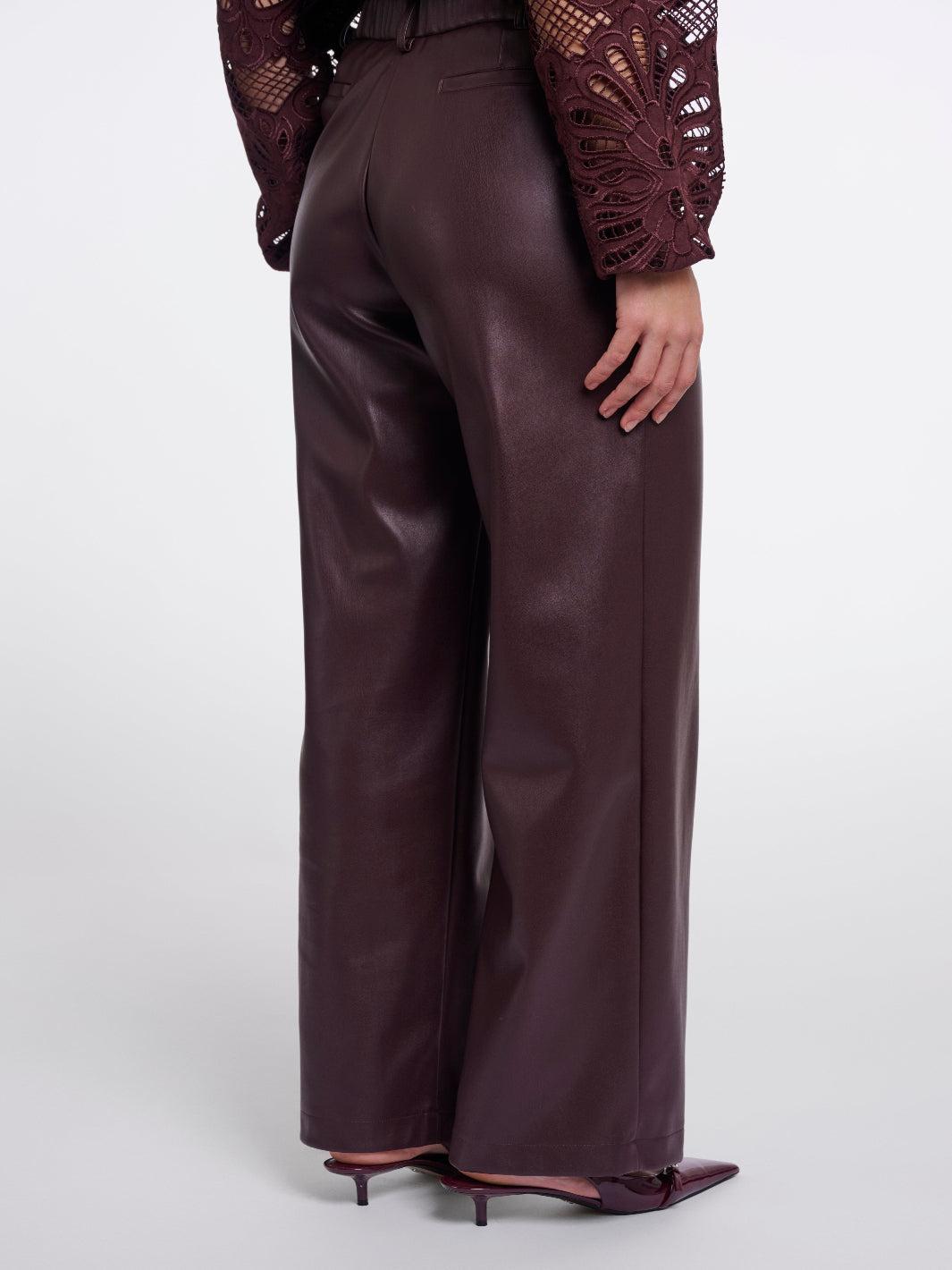 Rino & Pelle Georgina Faux Leather Trousers In Brown-Nicola Ross