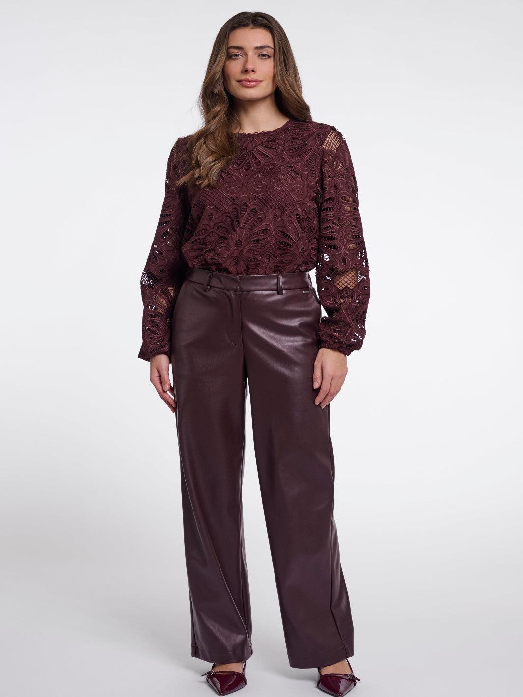 Rino & Pelle Georgina Faux Leather Trousers In Brown-Nicola Ross
