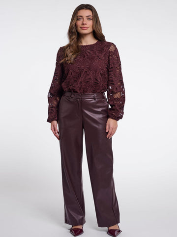 Rino & Pelle Georgina Faux Leather Trousers In Brown-Nicola Ross