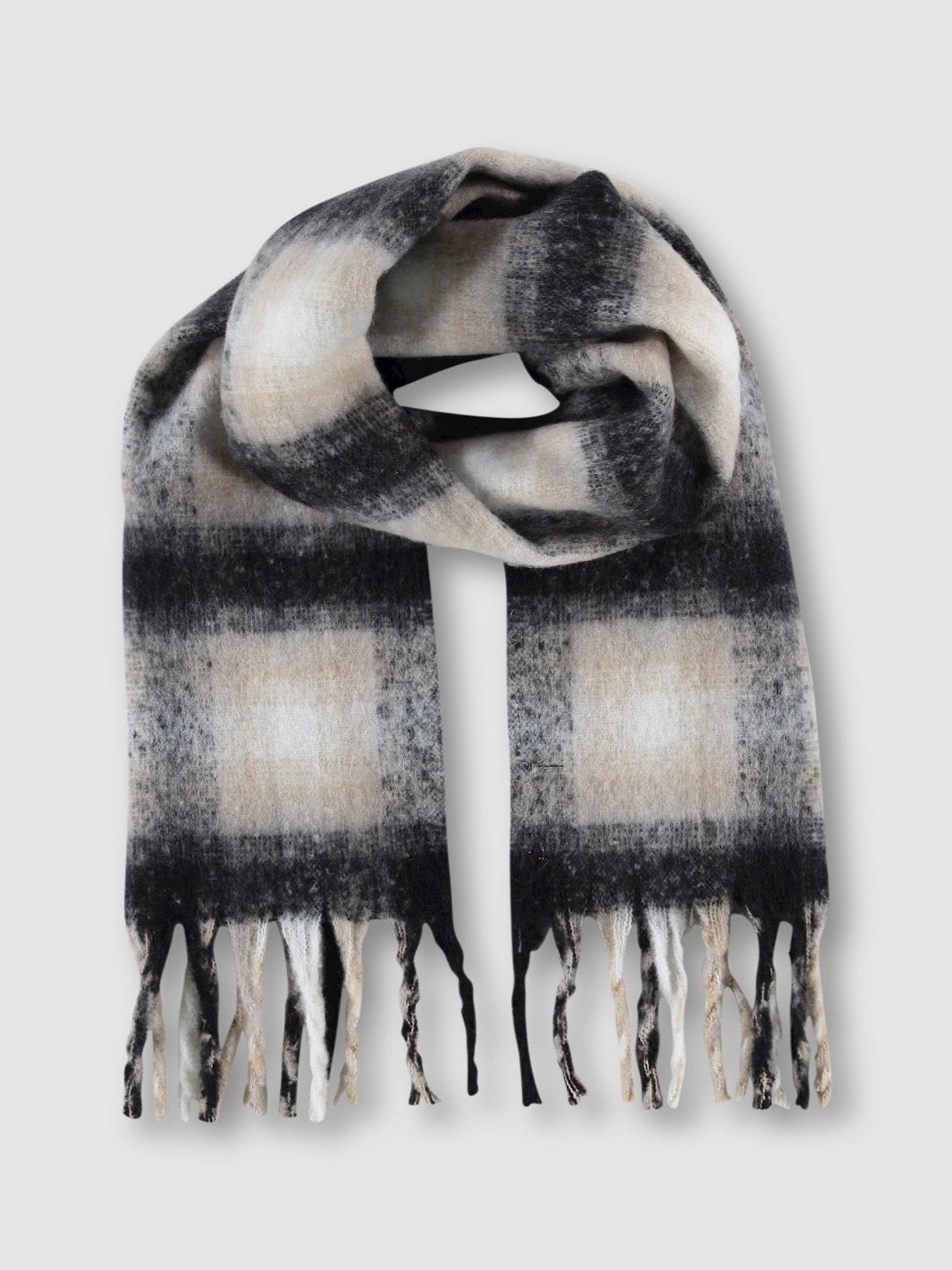 Rino & Pelle Hipke Scarf In Natural Check-Nicola Ross