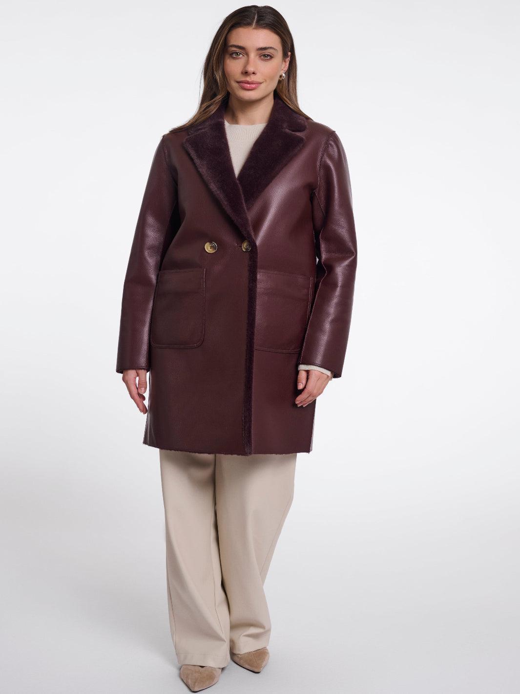Rino & Pelle Ivon Reversible Coat In Fudge-Nicola Ross