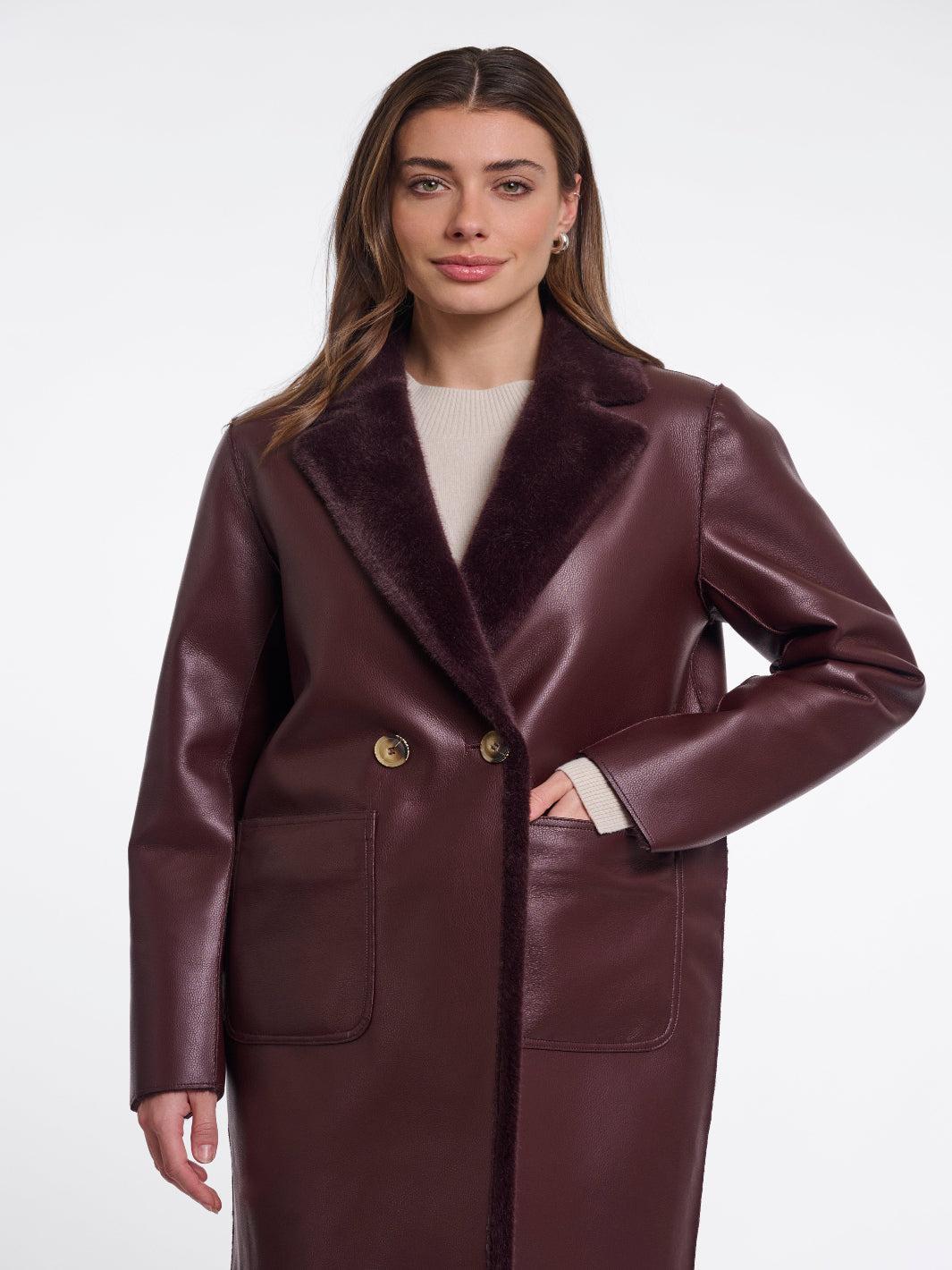 Rino & Pelle Ivon Reversible Coat In Fudge-Nicola Ross