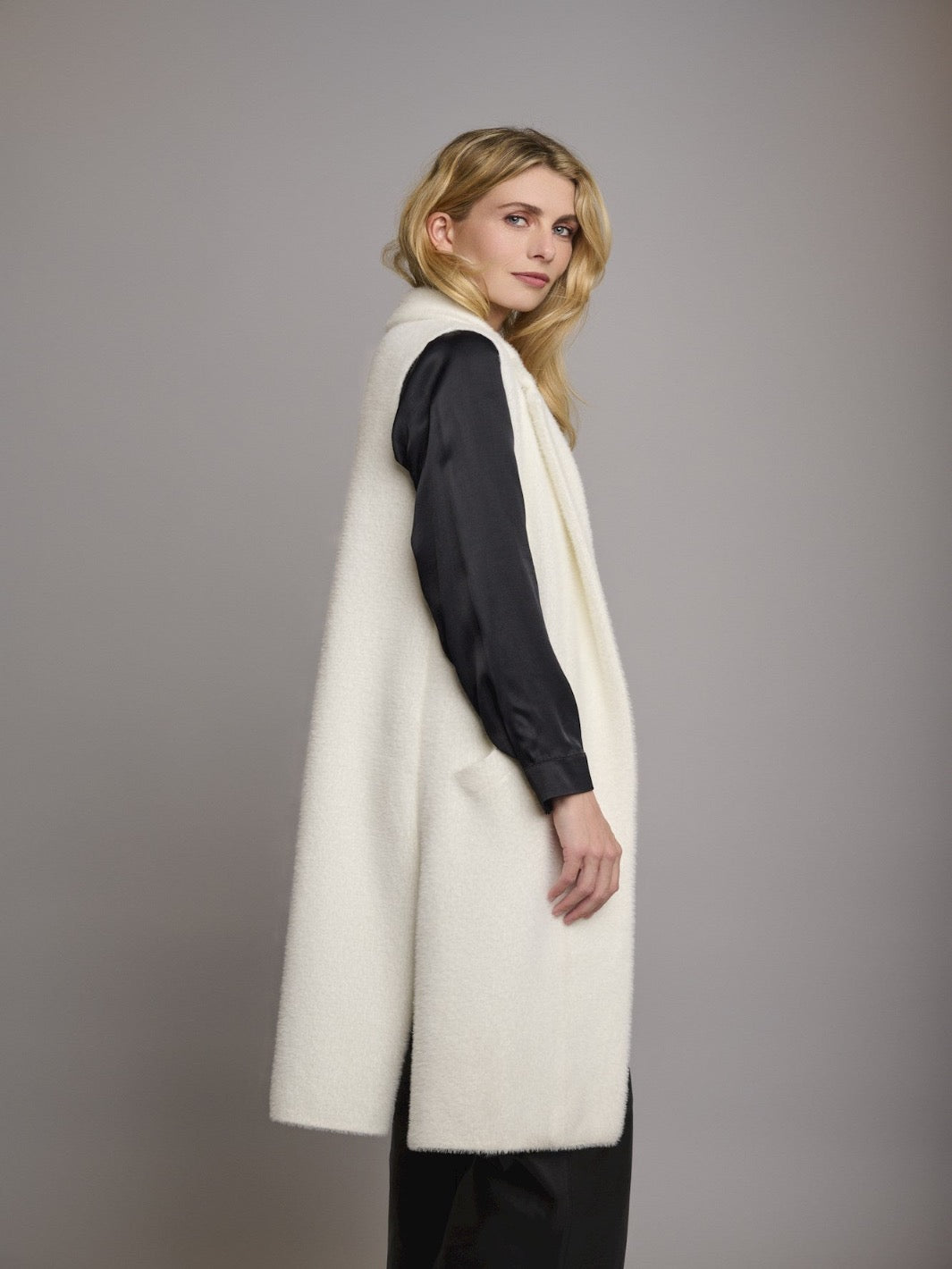 Rino & Pelle Kim Dallas Long Waistcoat In Cream-Nicola Ross