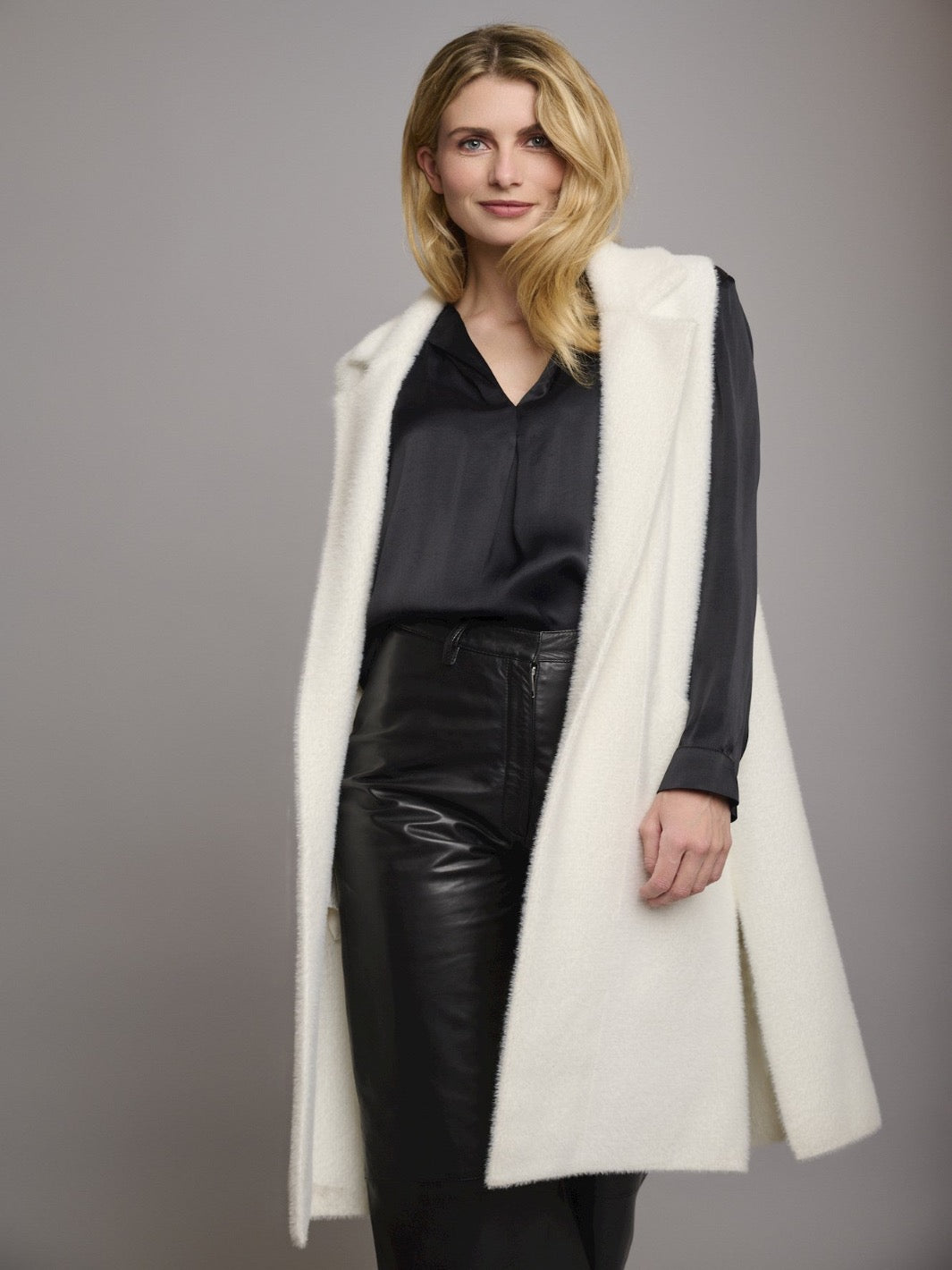 Rino & Pelle Kim Dallas Long Waistcoat In Cream-Nicola Ross