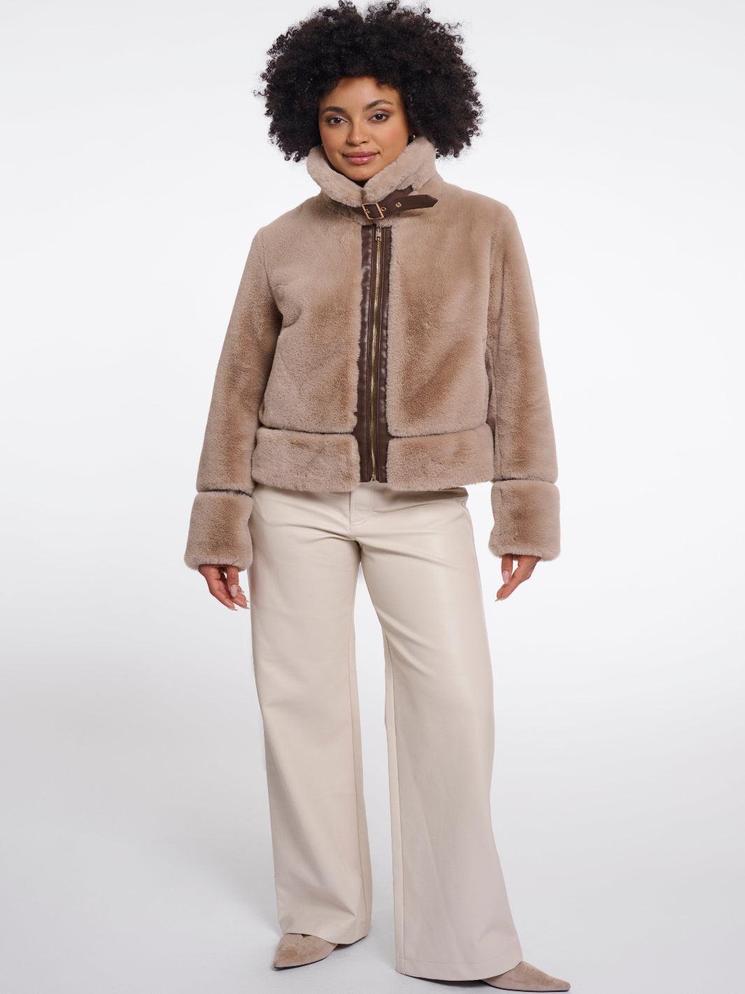Rino & Pelle Lambra Faux Fur Jacket In Oat-Nicola Ross