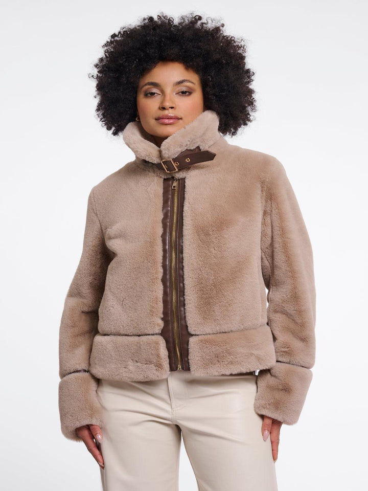 Rino & Pelle Lambra Faux Fur Jacket In Oat-Nicola Ross