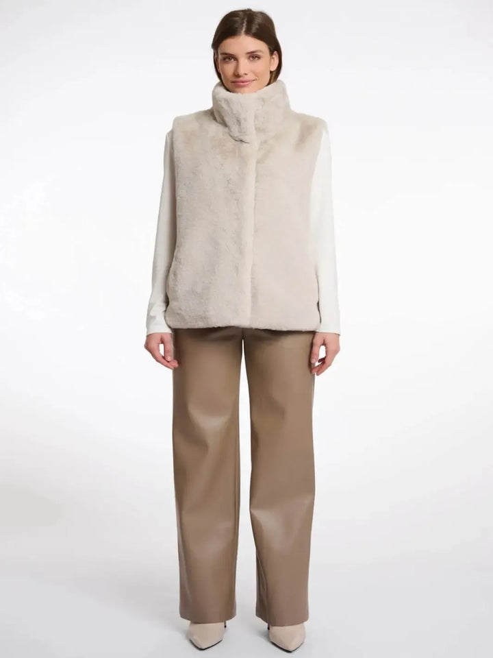 Rino & Pelle Lison Faux Fur Waistcoat In Birch-Nicola Ross