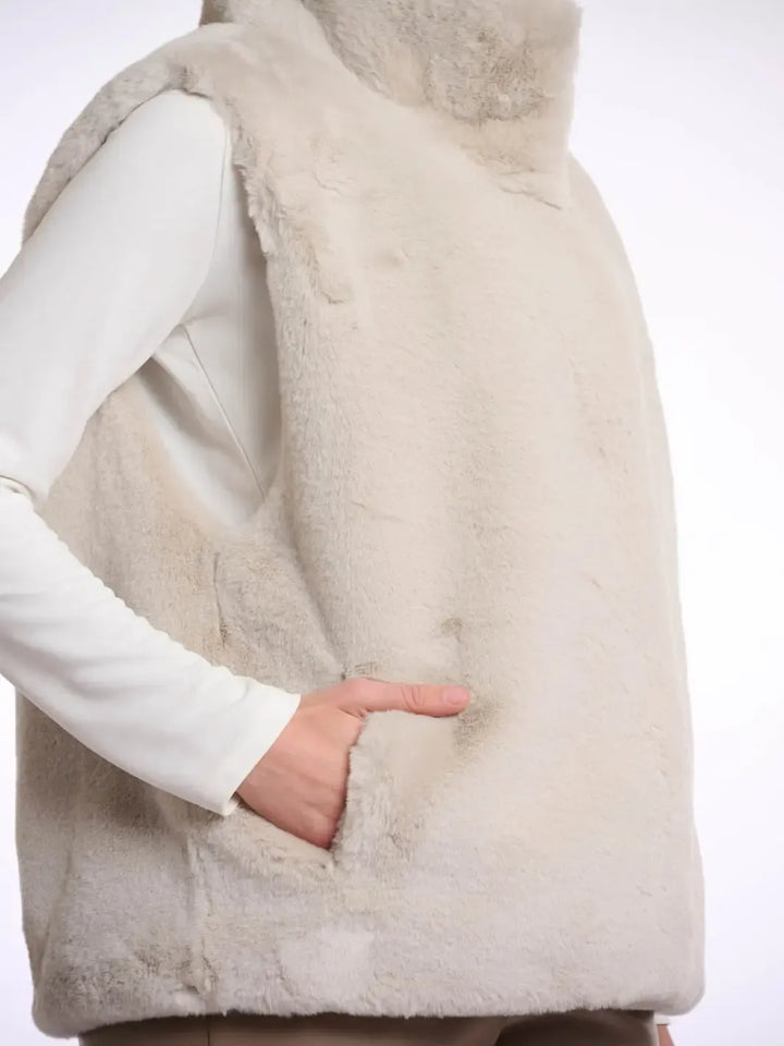 Rino & Pelle Lison Faux Fur Waistcoat In Birch-Nicola Ross