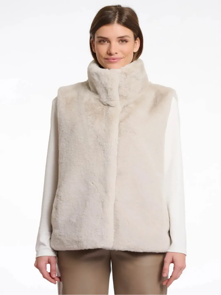 Rino & Pelle Lison Faux Fur Waistcoat In Birch-Nicola Ross