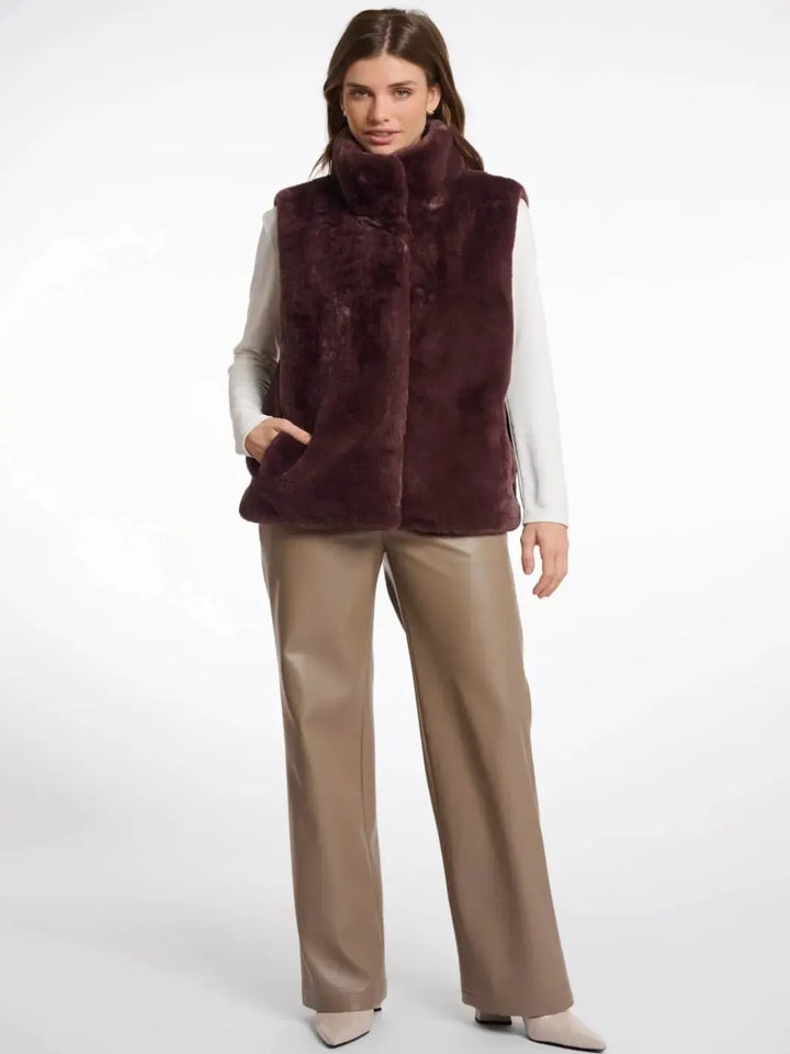 Rino & Pelle Lison Faux Fur Waistcoat In Chocolate-Nicola Ross
