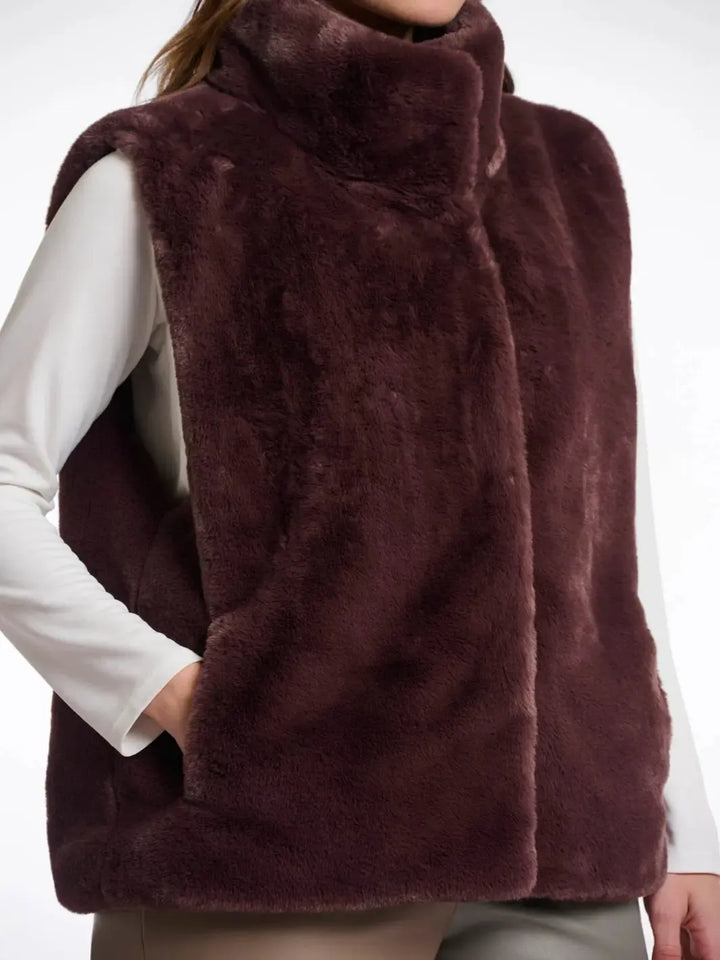 Rino & Pelle Lison Faux Fur Waistcoat In Chocolate-Nicola Ross