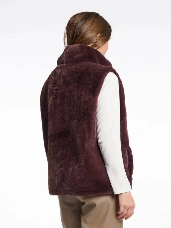 Rino & Pelle Lison Faux Fur Waistcoat In Chocolate-Nicola Ross