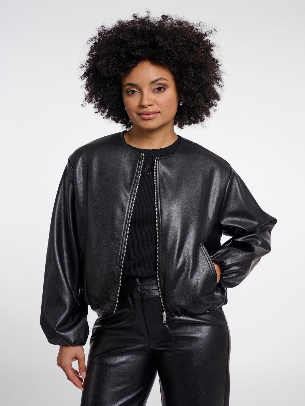 Rino & Pelle Lomee Faux Leather Jacket In Black-Nicola Ross