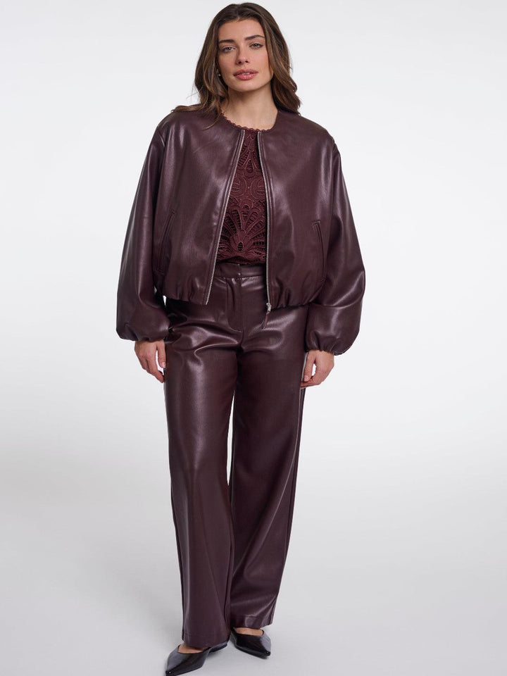 Rino & Pelle Lomee Faux Leather Jacket In Chocolate-Nicola Ross