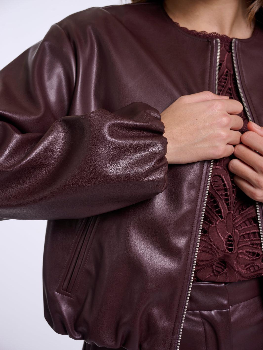 Rino & Pelle Lomee Faux Leather Jacket In Chocolate-Nicola Ross