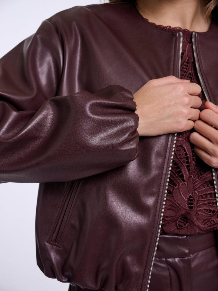 Rino & Pelle Lomee Faux Leather Jacket In Chocolate-Nicola Ross