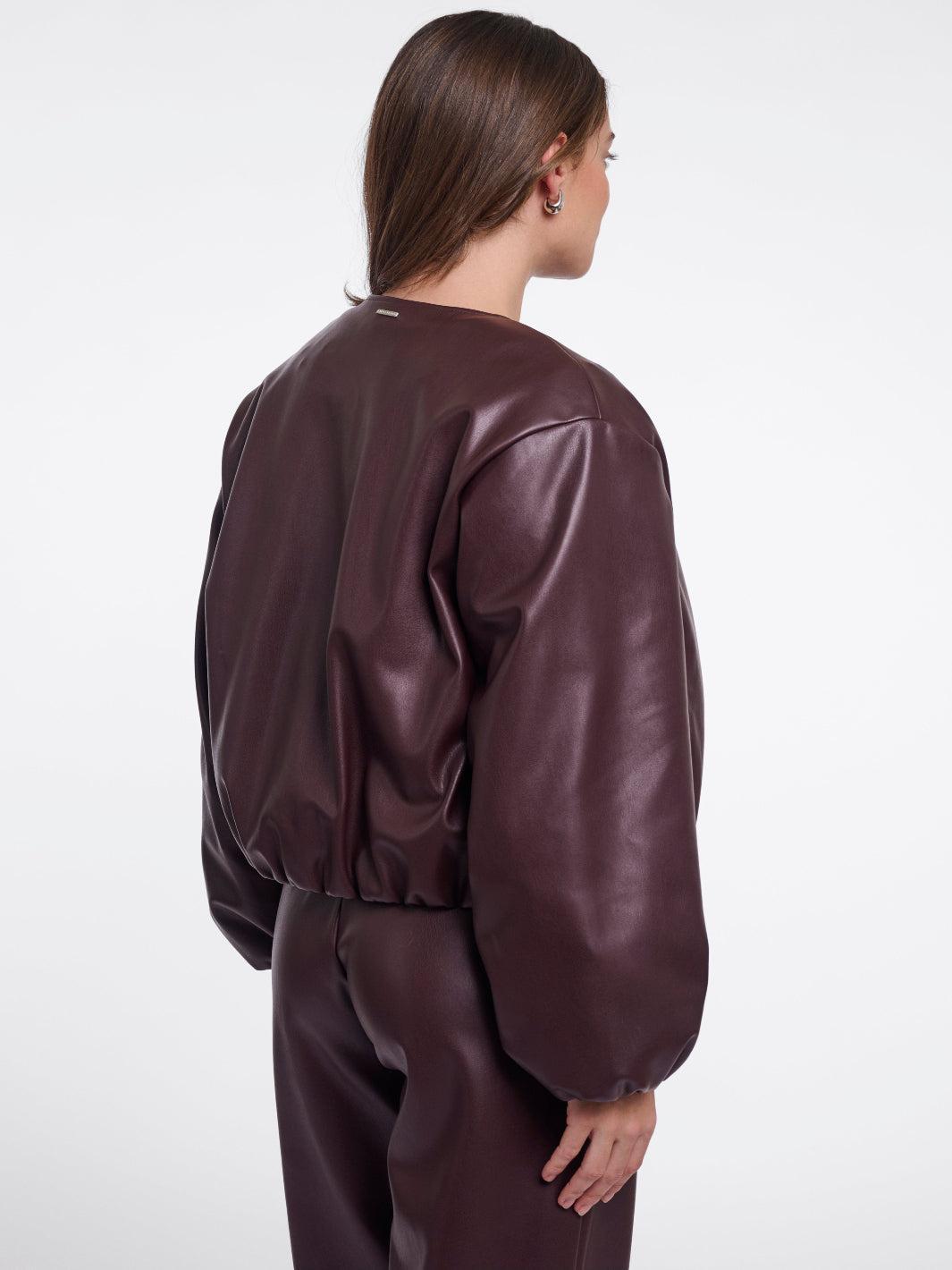 Rino & Pelle Lomee Faux Leather Jacket In Chocolate-Nicola Ross