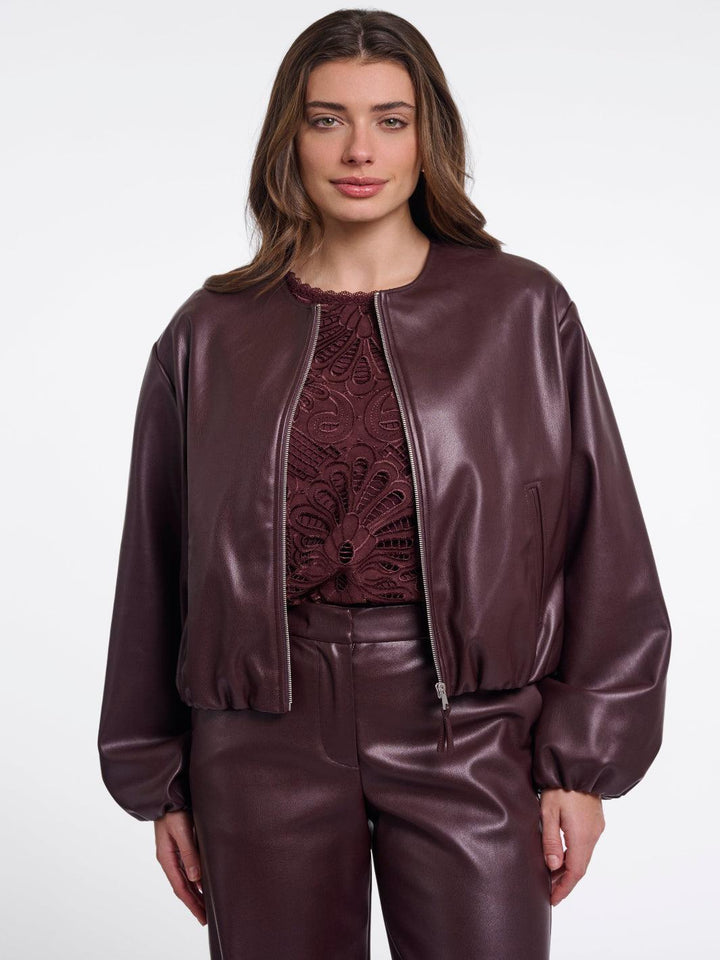 Rino & Pelle Lomee Faux Leather Jacket In Chocolate-Nicola Ross