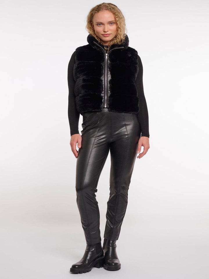Rino & Pelle May Faux Fur Waistcoat In Black-Nicola Ross