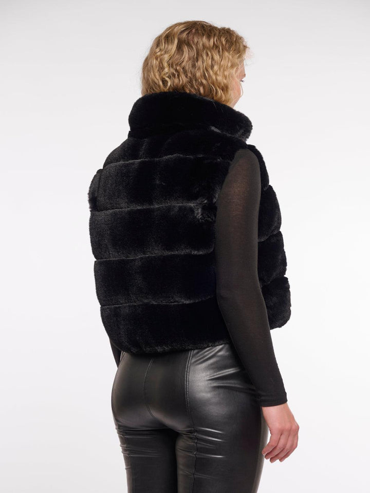 Rino & Pelle May Faux Fur Waistcoat In Black-Nicola Ross