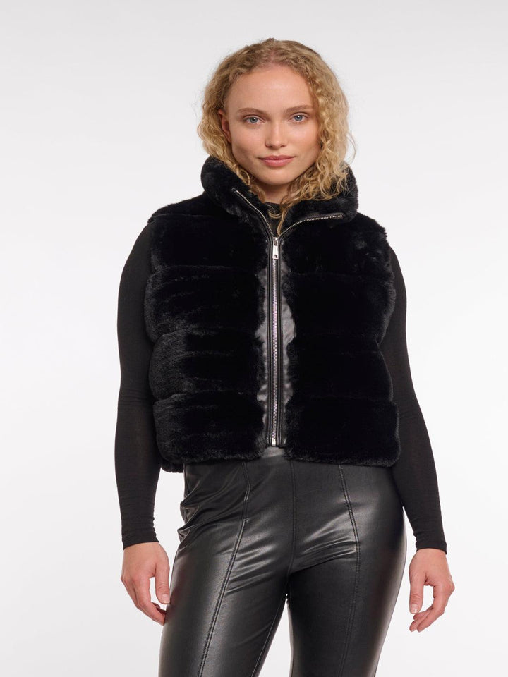 Rino & Pelle May Faux Fur Waistcoat In Black-Nicola Ross