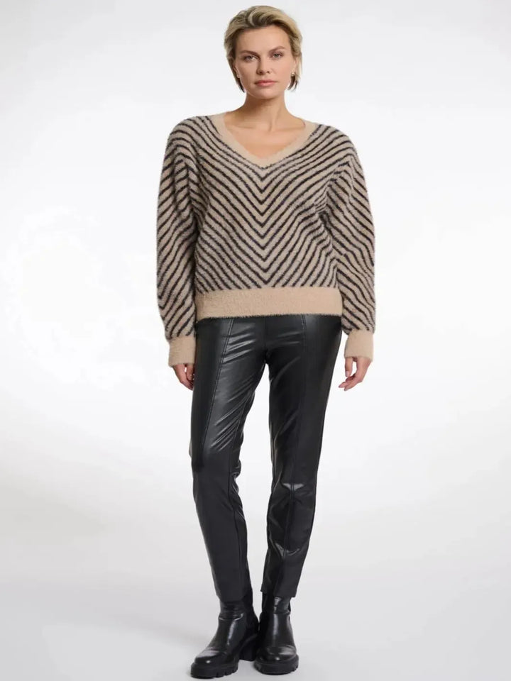 Rino & Pelle Raffi Knit Sweater In Oat/Black-Nicola Ross