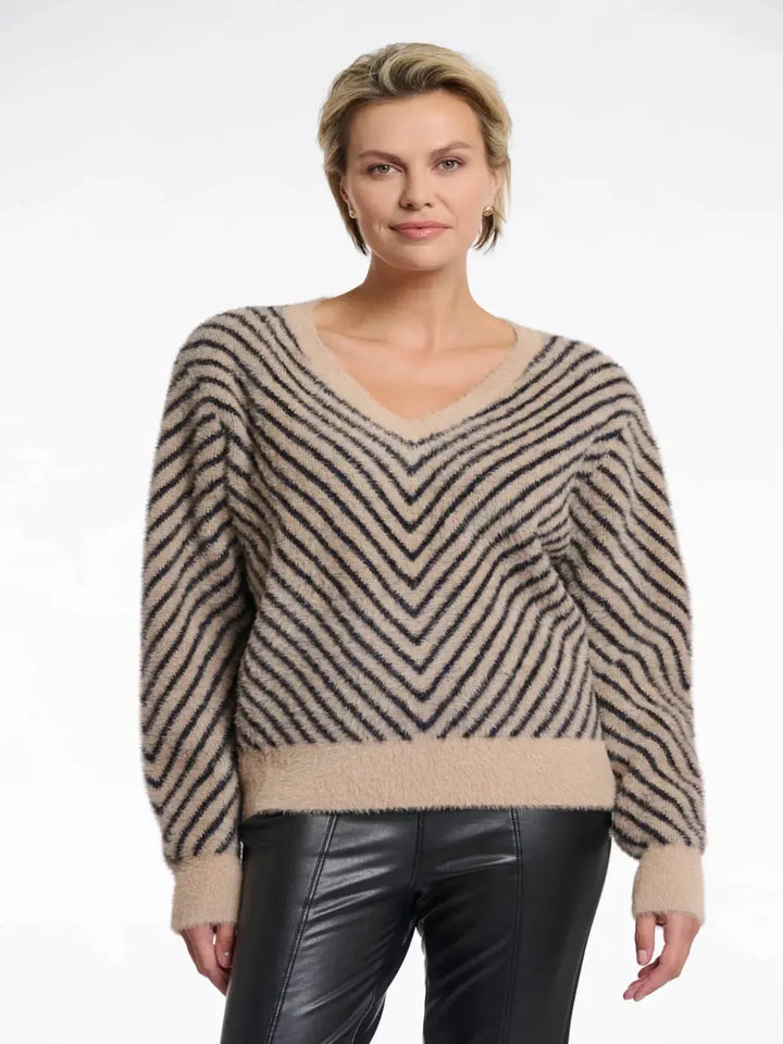 Rino & Pelle Raffi Knit Sweater In Oat/Black-Nicola Ross