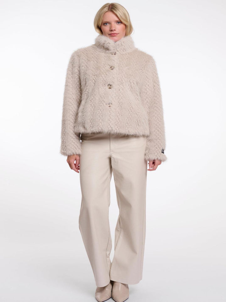 Rino & Pelle Vie Faux Fur Jacket In Birch-Nicola Ross