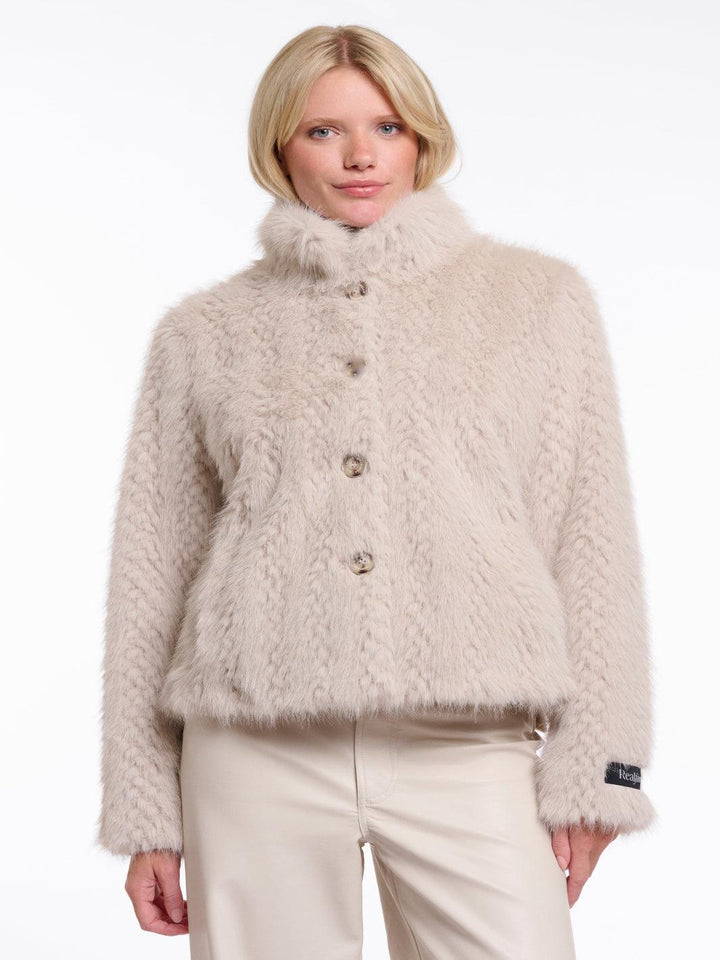 Rino & Pelle Vie Faux Fur Jacket In Birch-Nicola Ross