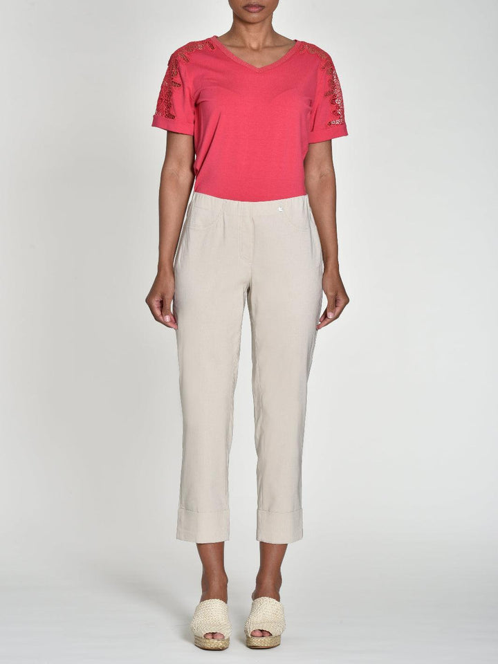 Robell Trousers In Stone 51568-Nicola Ross