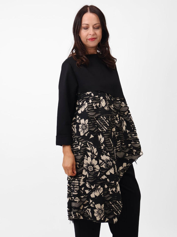 Ruby Asymmetric Top In Black/Beige-Nicola Ross