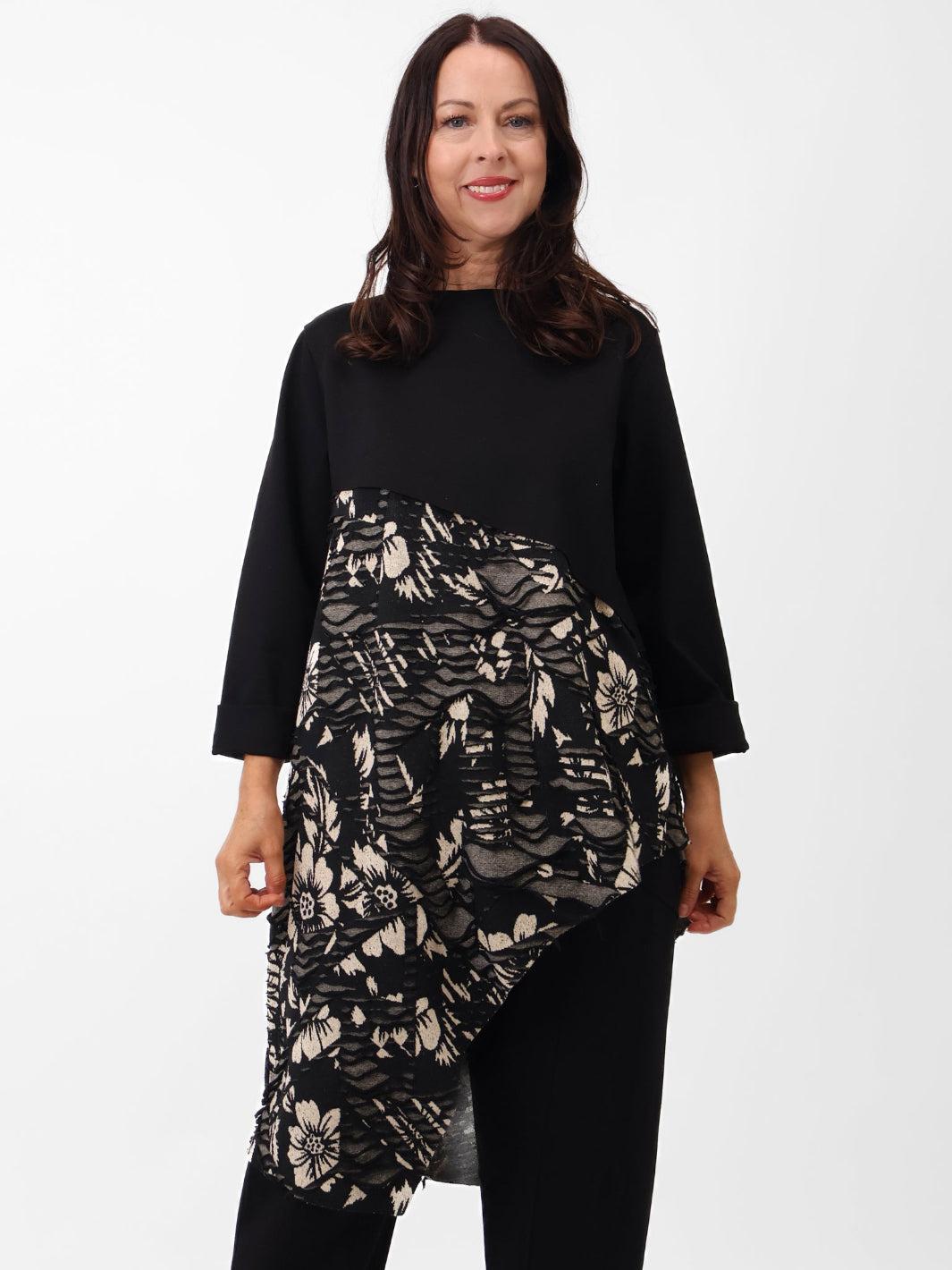 Ruby Asymmetric Top In Black/Beige-Nicola Ross