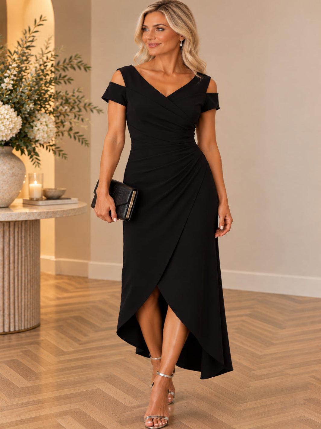Seren Midi Dress In Black S2629-Mother of the bride- mother of the groom -Nicola Ross