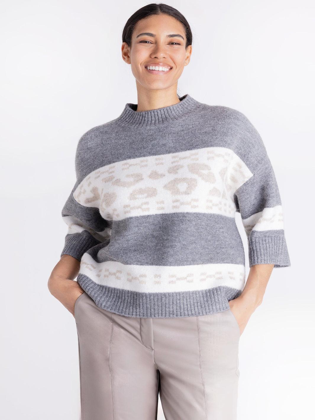 Tuzzi Animal Print Knit Jumper In Grey 424051-Nicola Ross