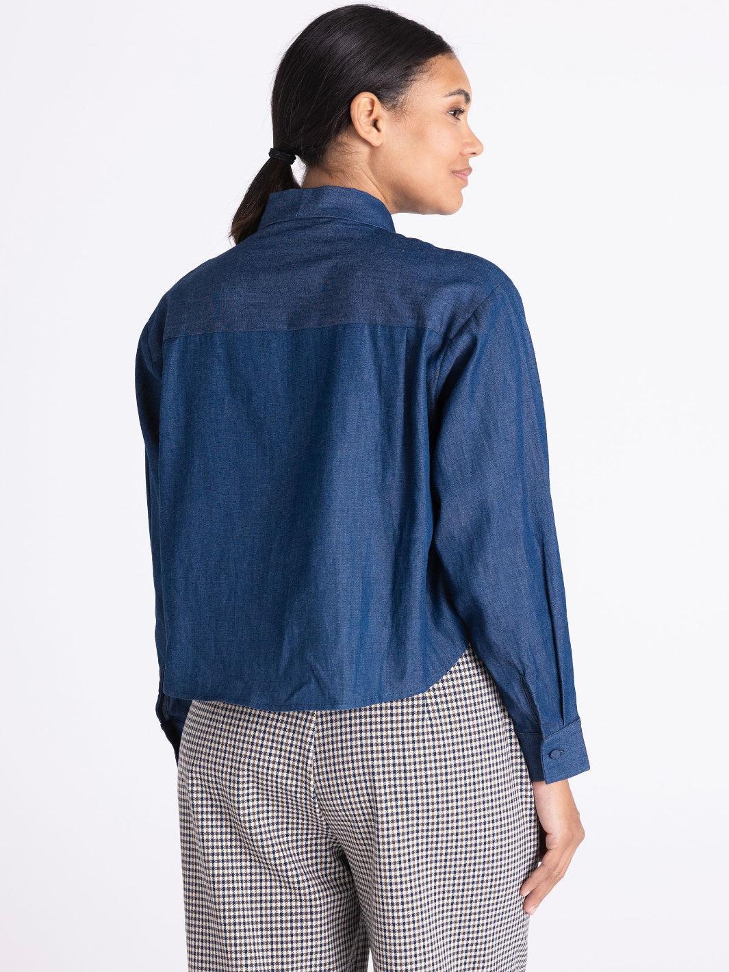 Tuzzi Bow Detail Blouse In Midnight Blue 444185-Nicola Ross