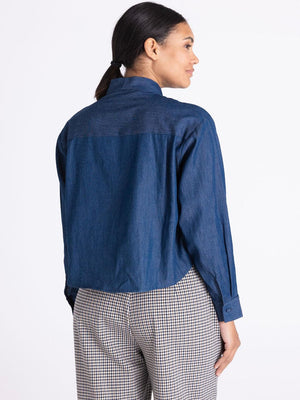 Tuzzi Bow Detail Blouse In Midnight Blue 444185-Nicola Ross