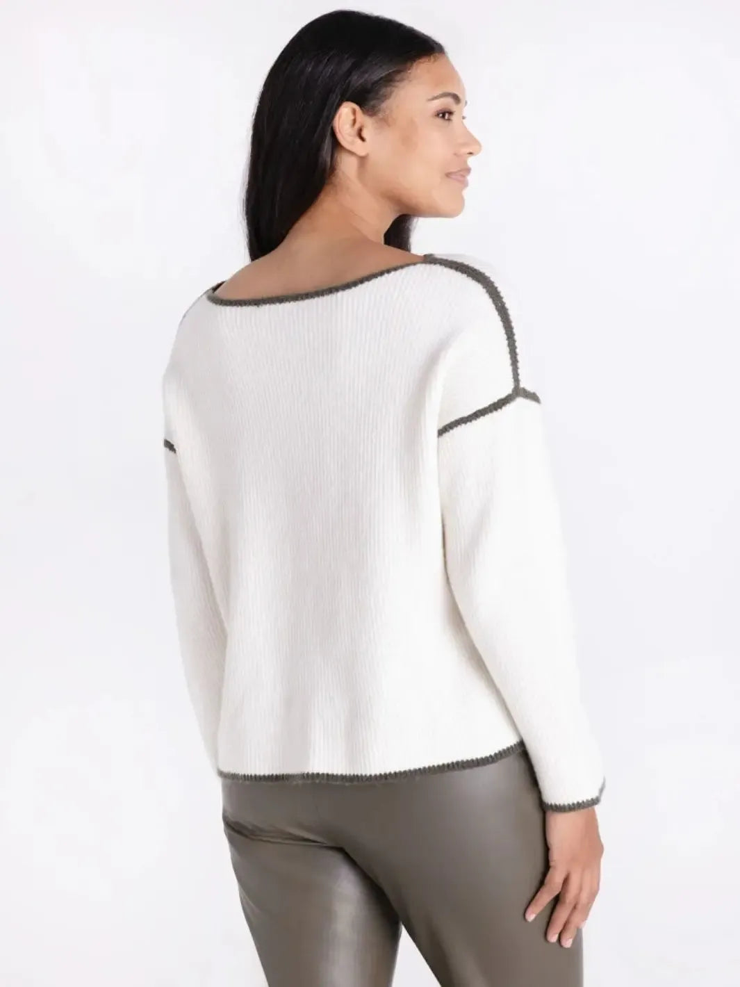 Tuzzi Contrast Sweater In Ivory 421051-Nicola Ross