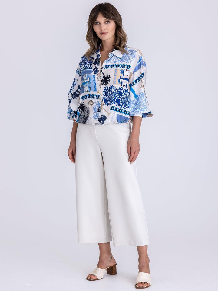 Tuzzi Culotte Trousers In Cream 412604-Nicola Ross