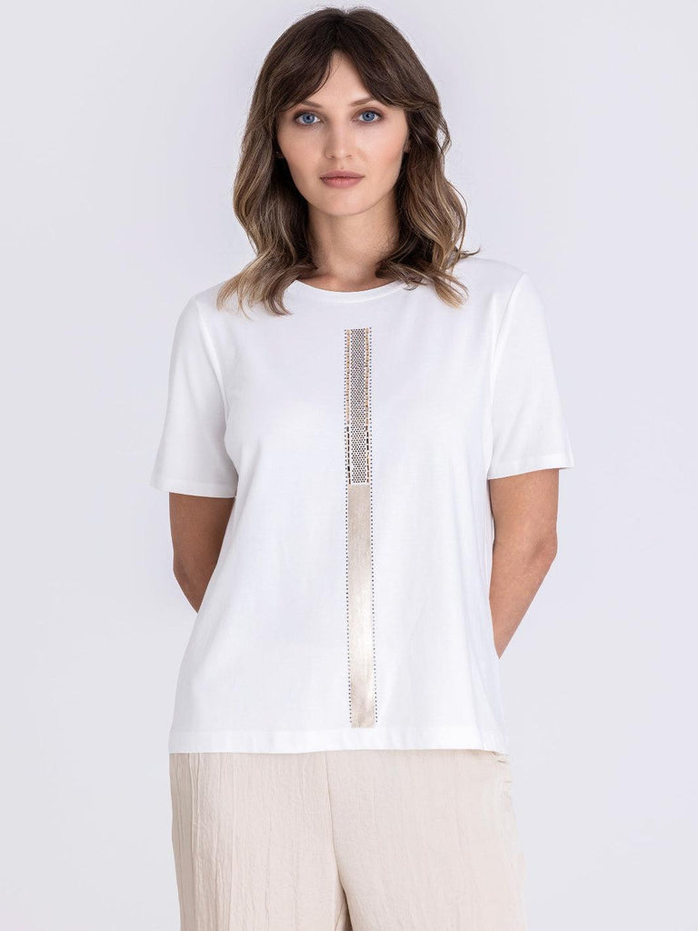 Tuzzi Embellished T-Shirt In Ecru 413456 – Nicola Ross