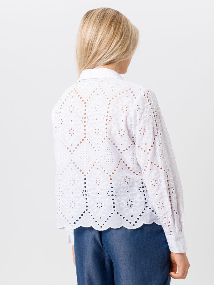 Tuzzi Embroidered Blouse In White 414101-Nicola Ross