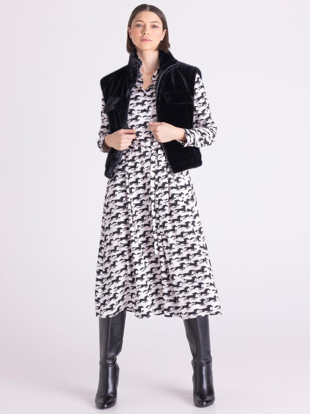 Tuzzi Faux Fur Gilet In Black 421850-Nicola Ross