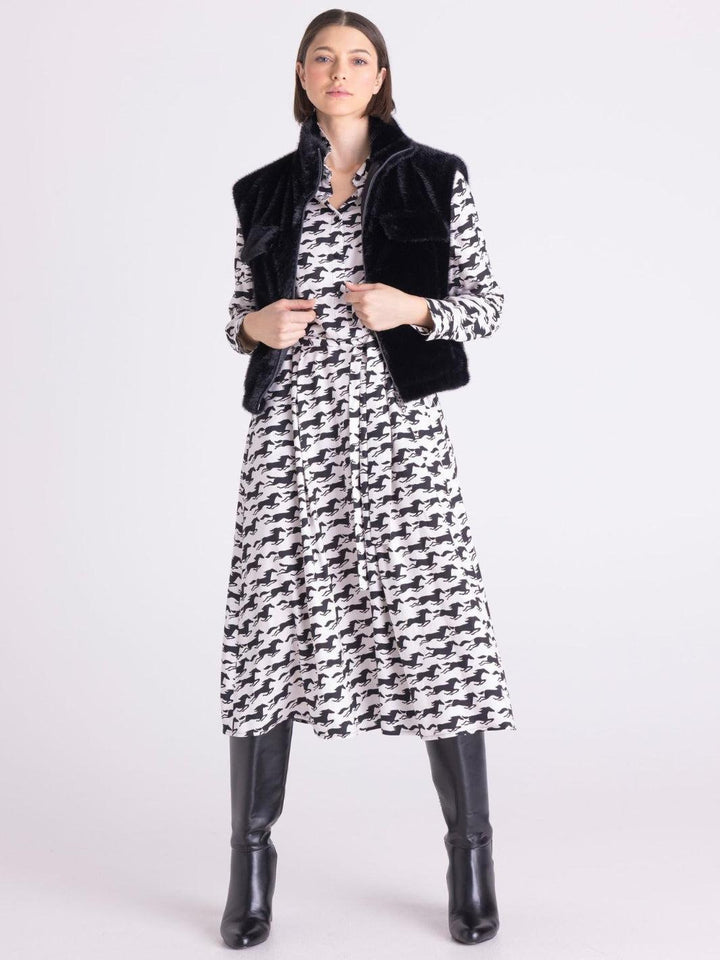 Tuzzi Faux Fur Gilet In Black 421850-Nicola Ross