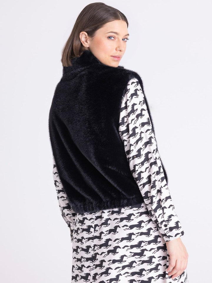 Tuzzi Faux Fur Gilet In Black 421850-Nicola Ross