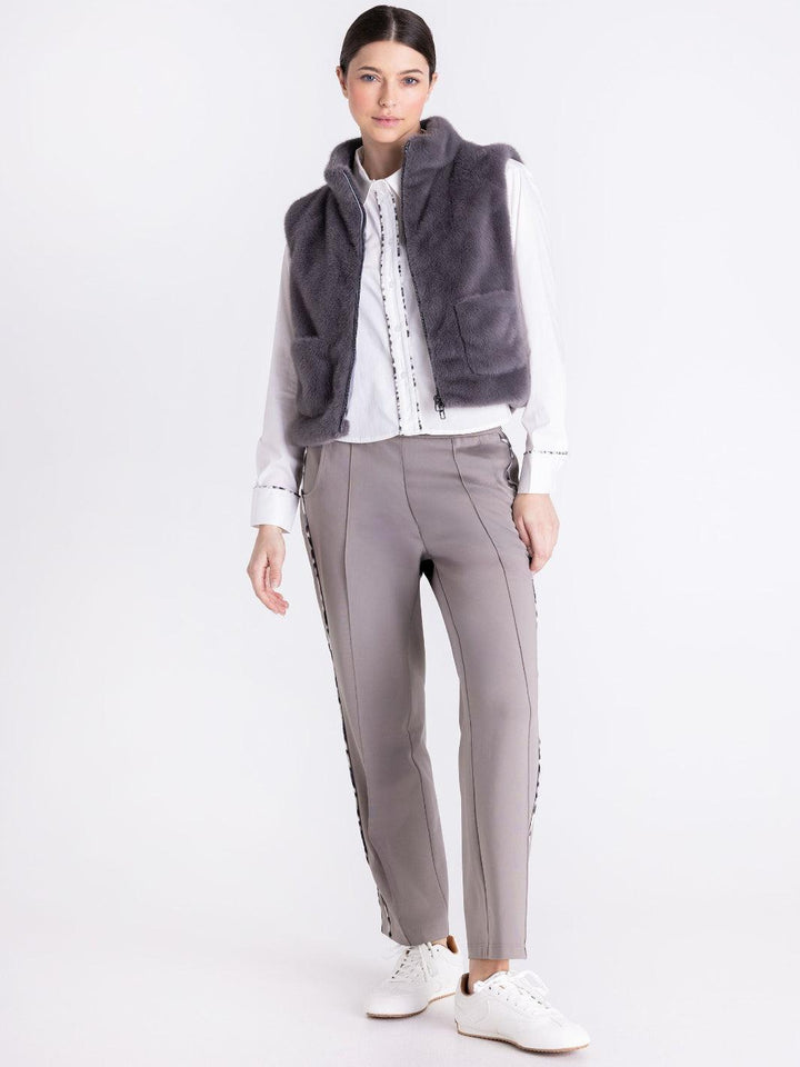 Tuzzi Faux Fur Zip Gilet In Grey 424850-Nicola Ross