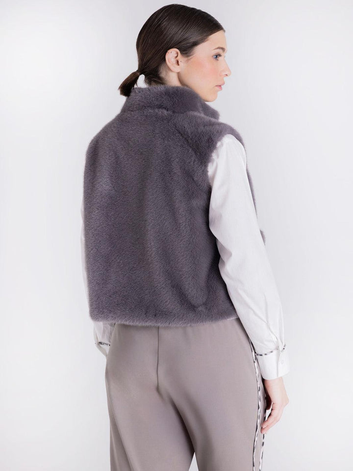 Tuzzi Faux Fur Zip Gilet In Grey 424850-Nicola Ross